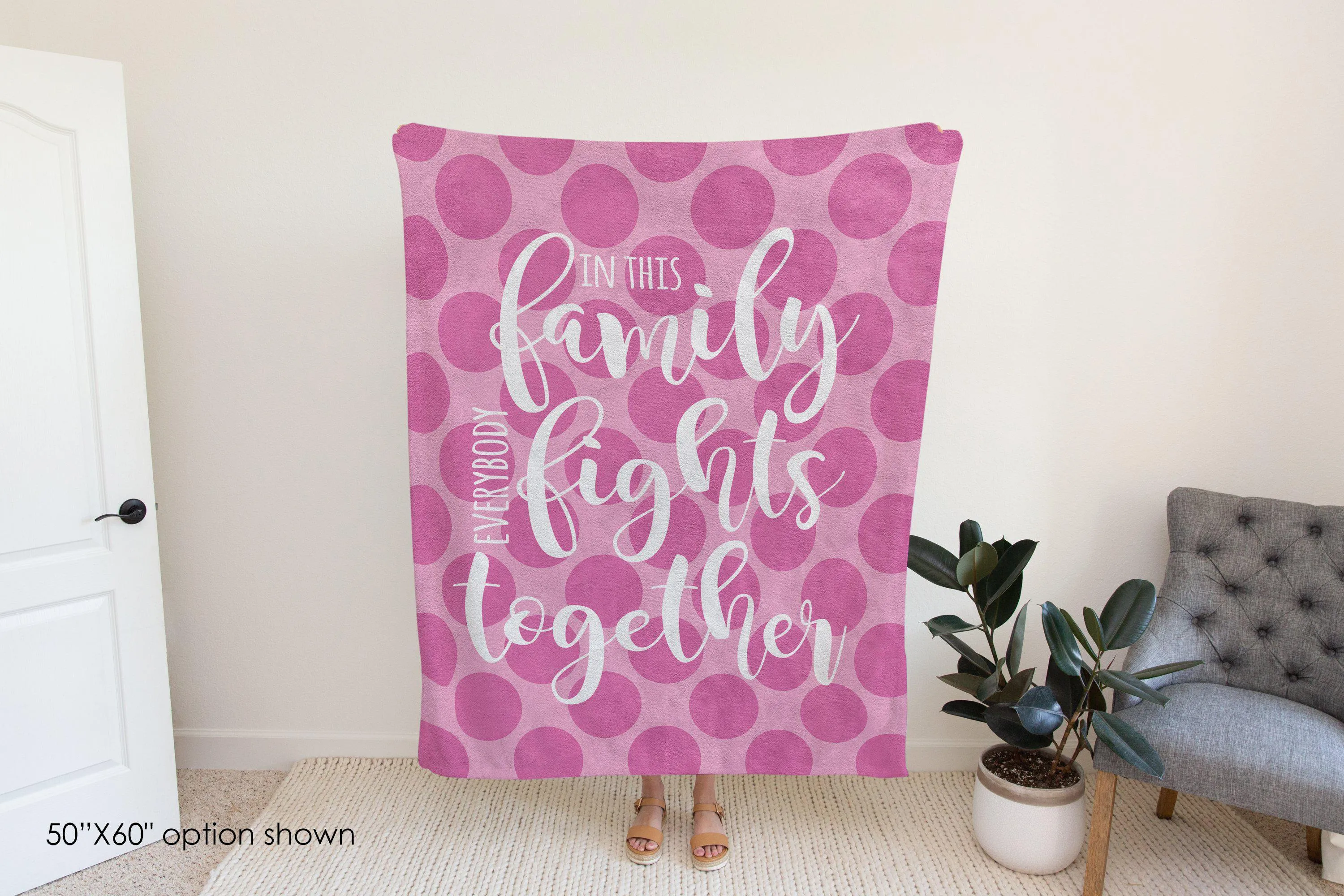In This Family Everybody Fights Together Polka Dot Blanket