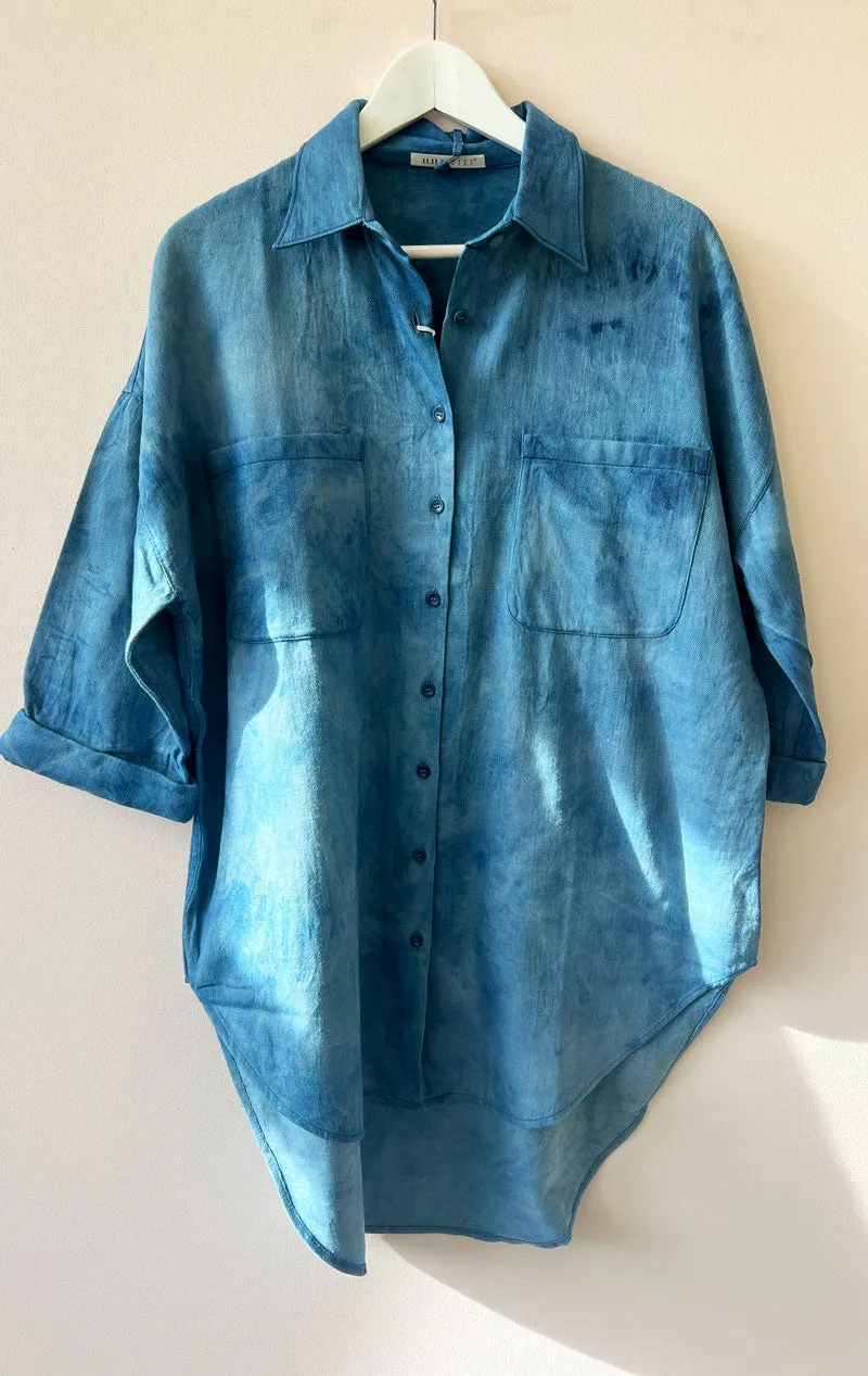 Indigo washed painters shirt