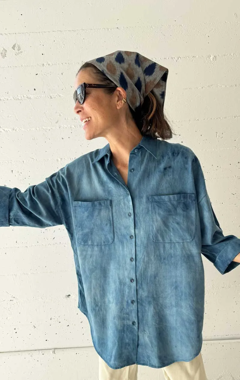 Indigo washed painters shirt