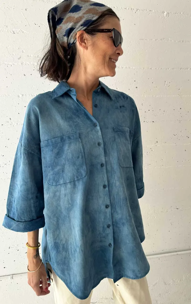 Indigo washed painters shirt