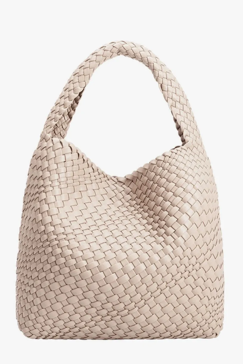 Ivory Woven Shoulder Tote