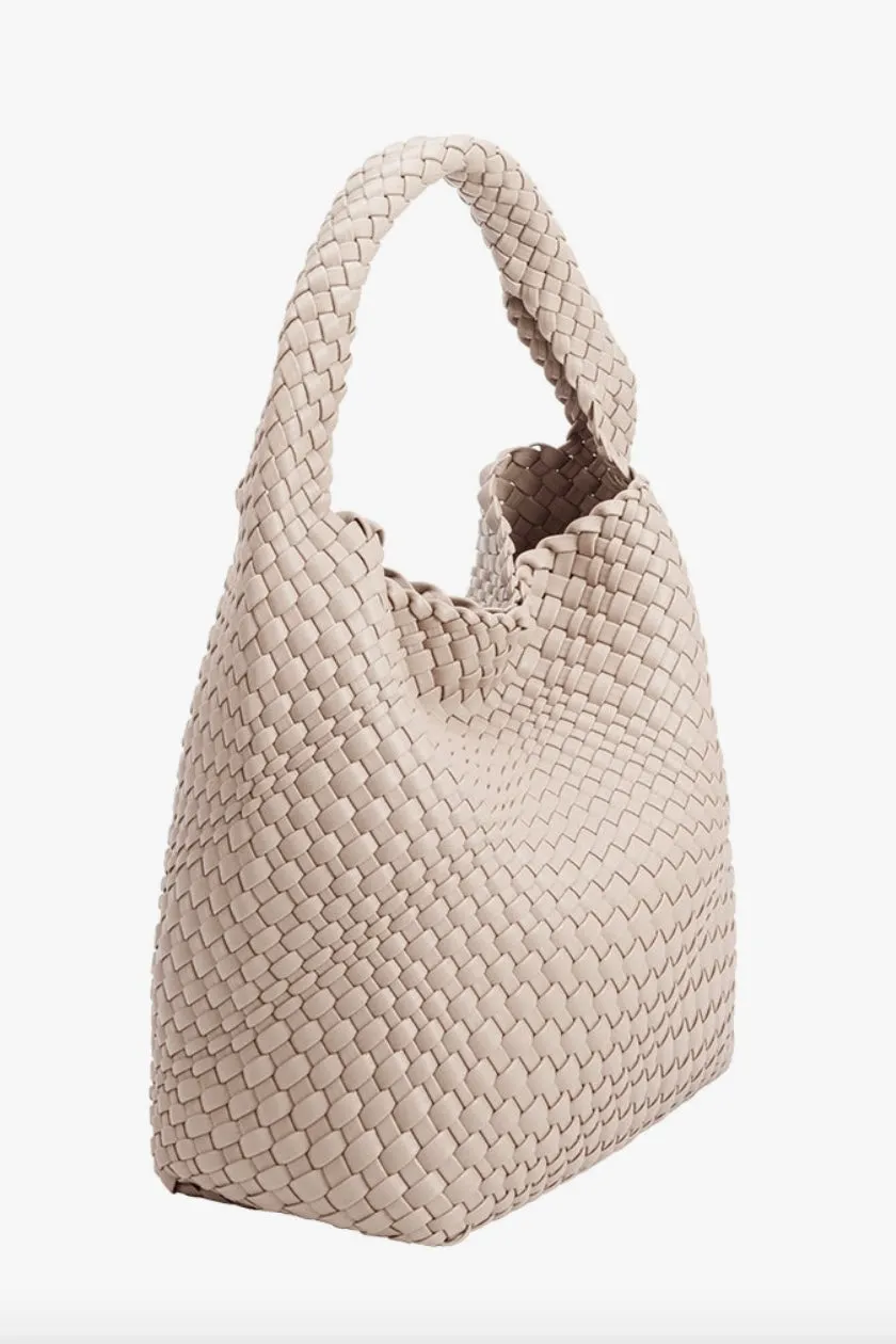 Ivory Woven Shoulder Tote