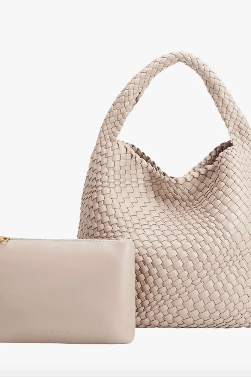 Ivory Woven Shoulder Tote