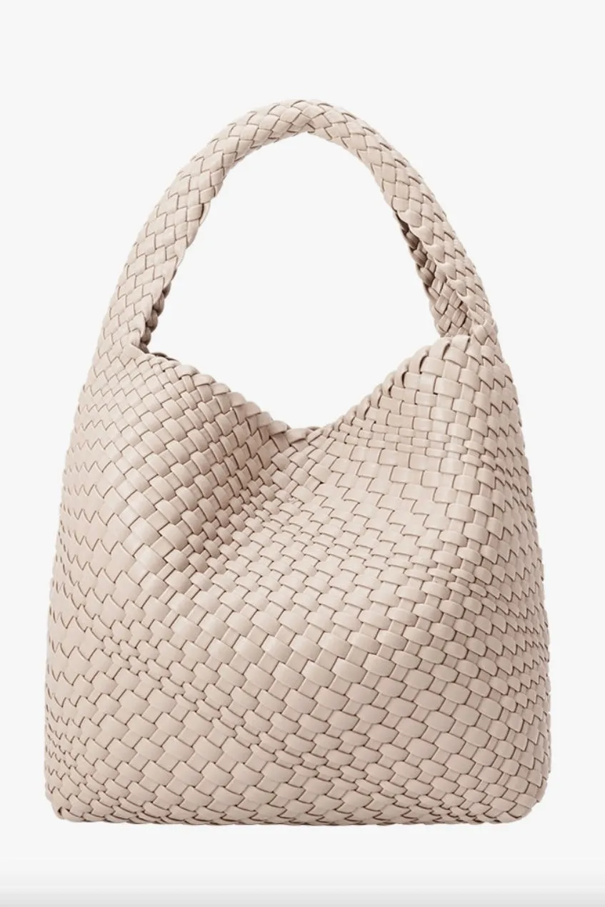 Ivory Woven Shoulder Tote