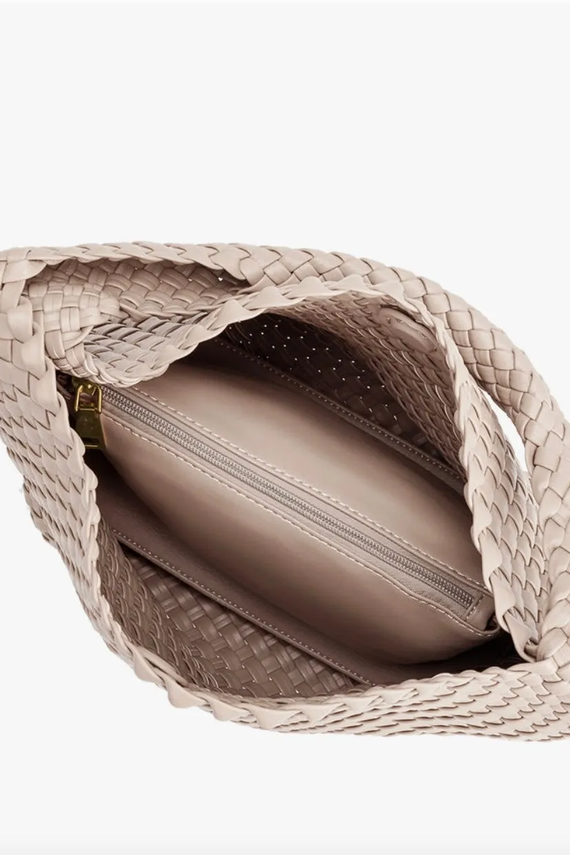 Ivory Woven Shoulder Tote