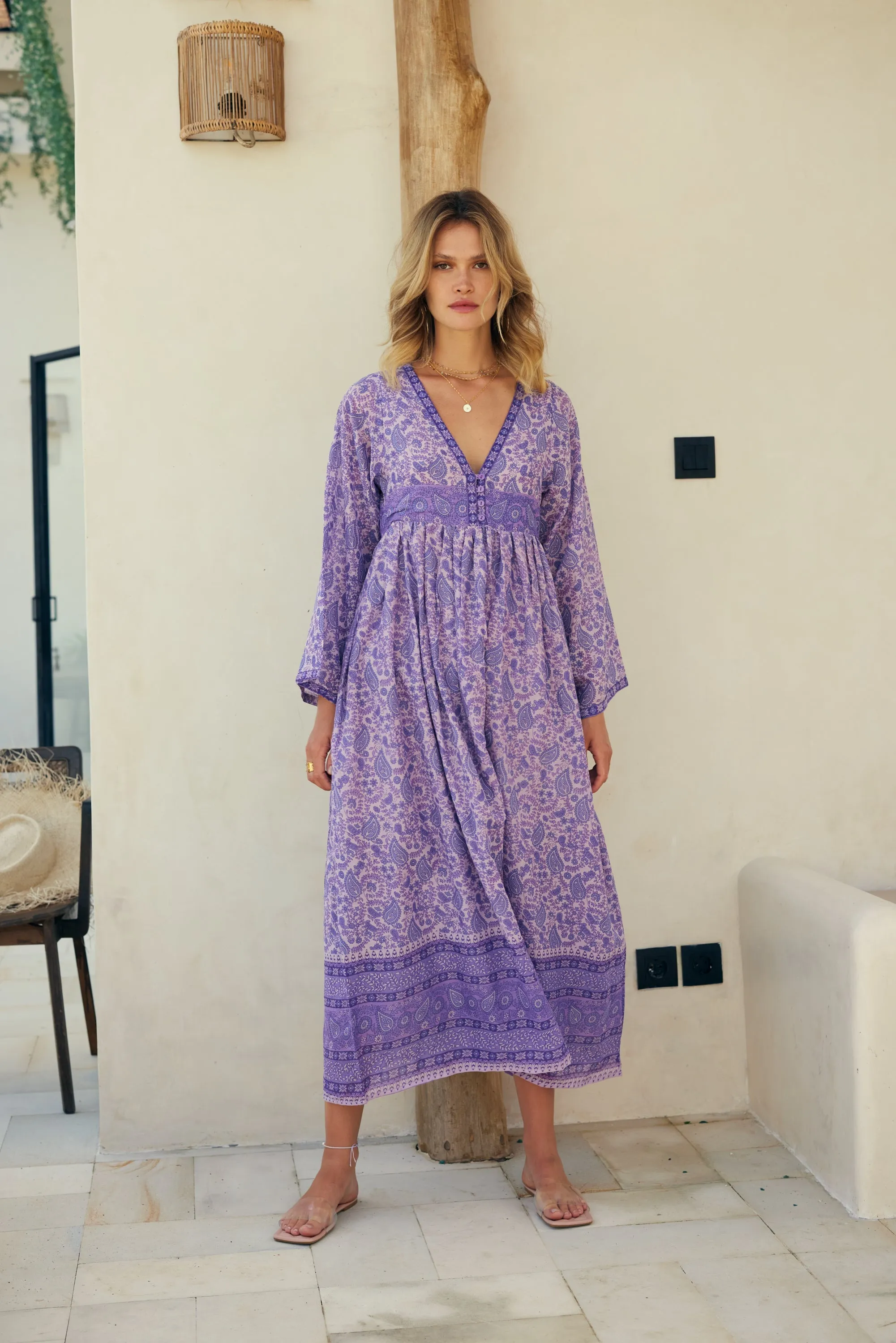 Jade Printed Maxi Dress Lavender