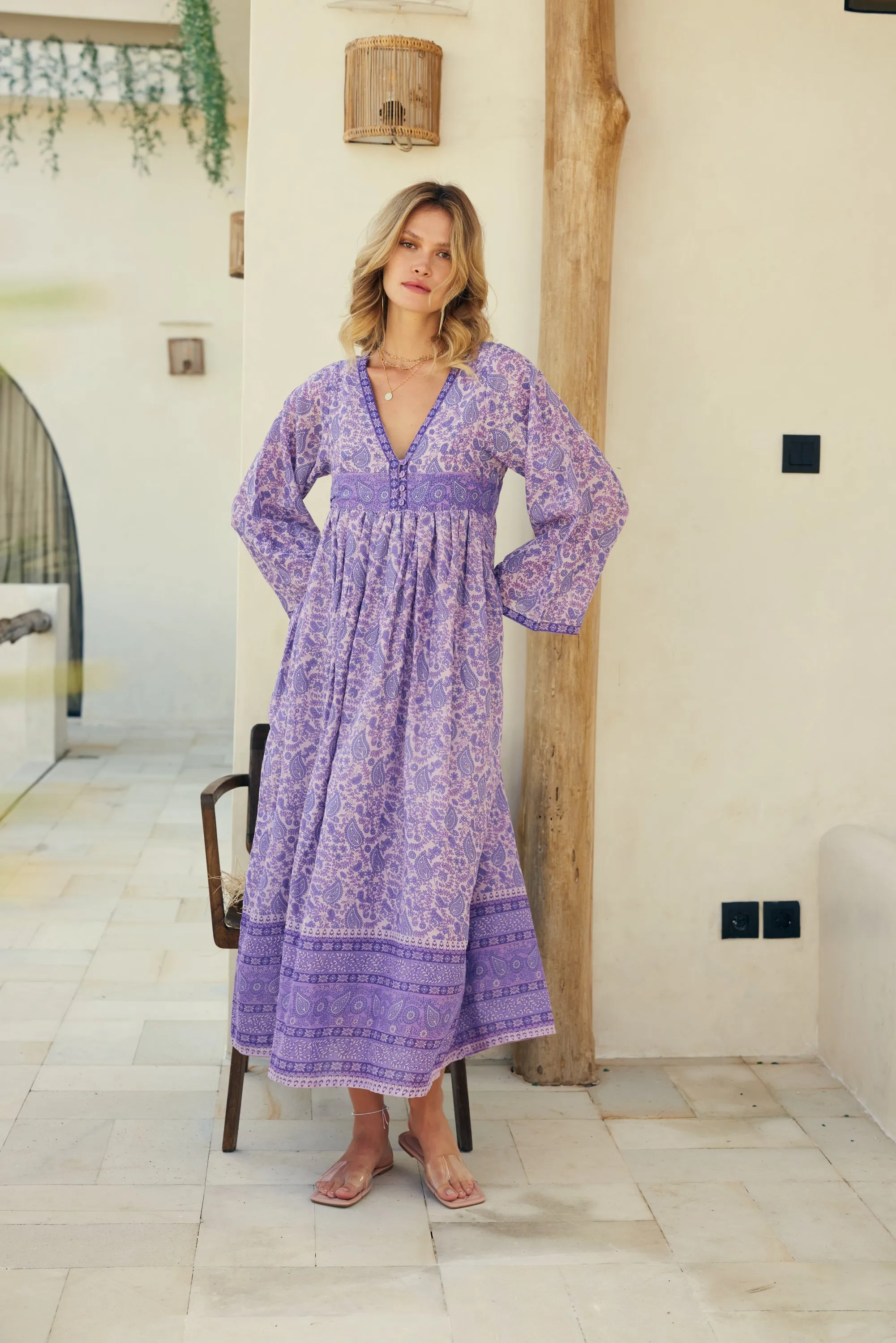 Jade Printed Maxi Dress Lavender