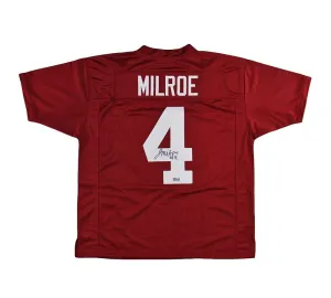 Jalen Milroe Signed Alabama Custom Red Jersey
