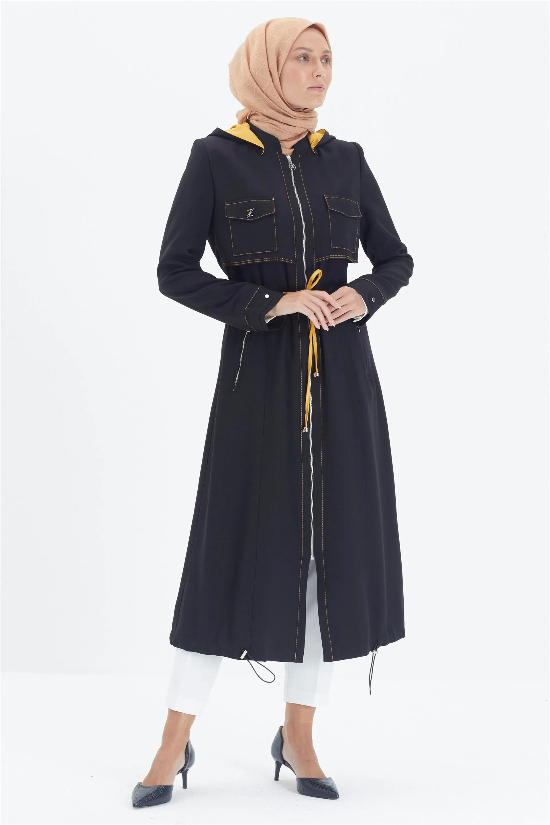 Jas met capuchon Zuhre premium damesjas | Zwart