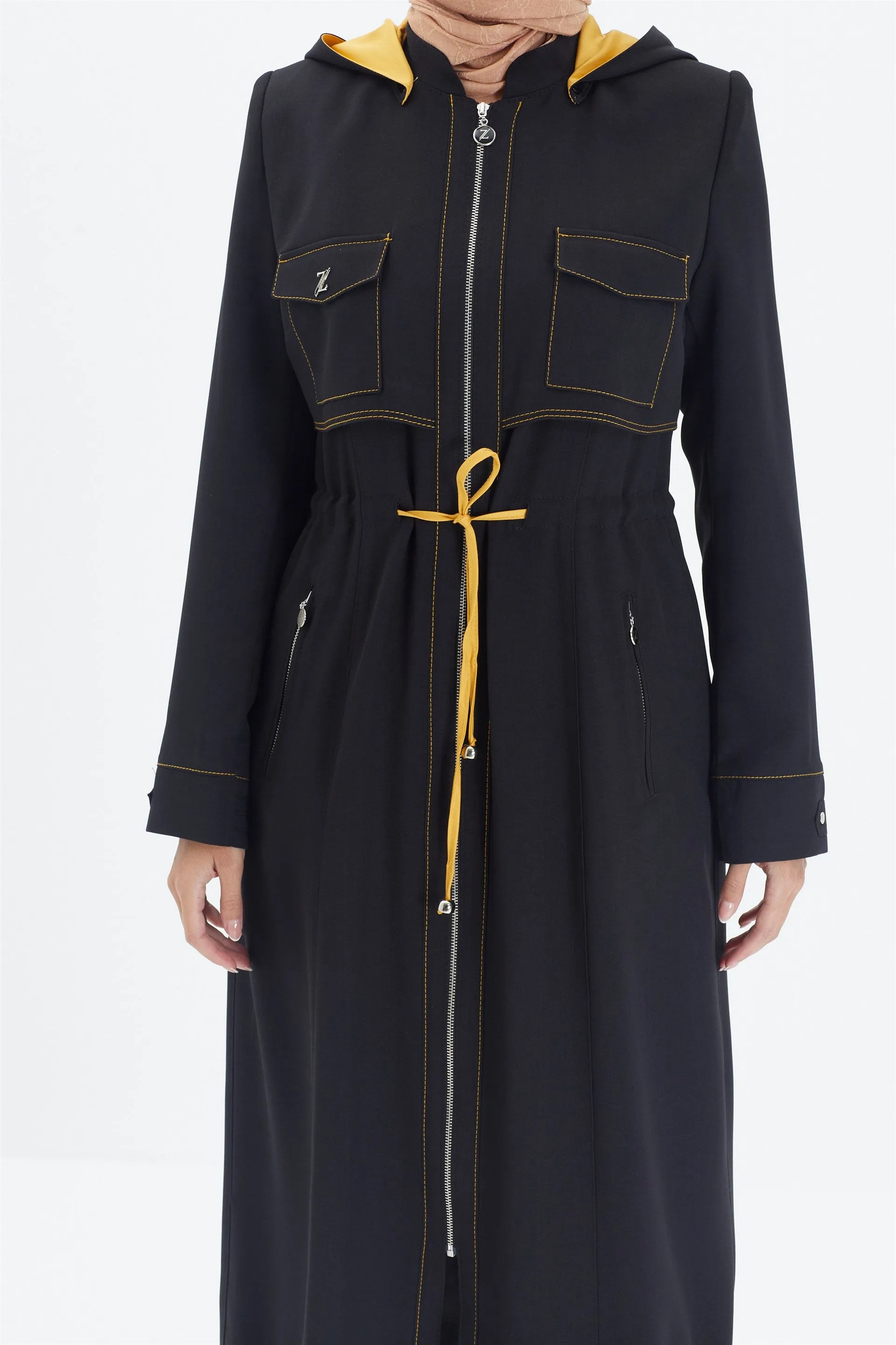 Jas met capuchon Zuhre premium damesjas | Zwart