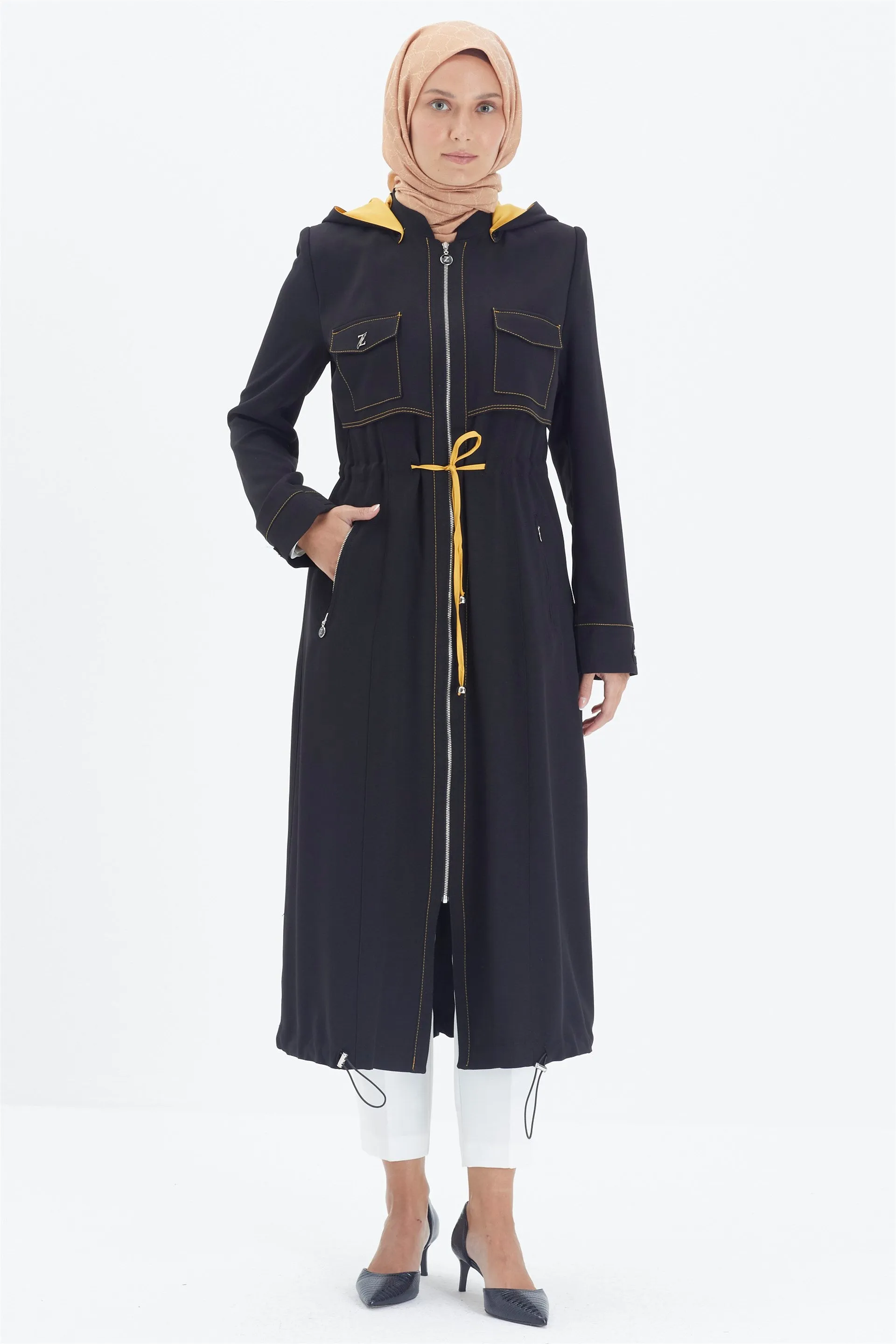 Jas met capuchon Zuhre premium damesjas | Zwart