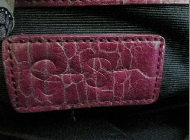 JESSICA SIMPSON Ruffle Bag Purse PURPLE VEGAN Croc Reptile Skin Satchel Bowler Clutch