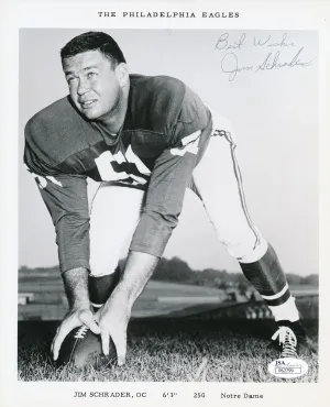 Jim Schrader Eagles Redskins Notre Dame RARE Signed 8x10 Photo JSA 156984
