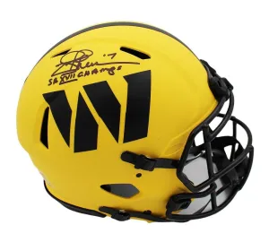 Joe Theismann Signed Washington Commanders Speed Auth Rave Helmet   Inscription