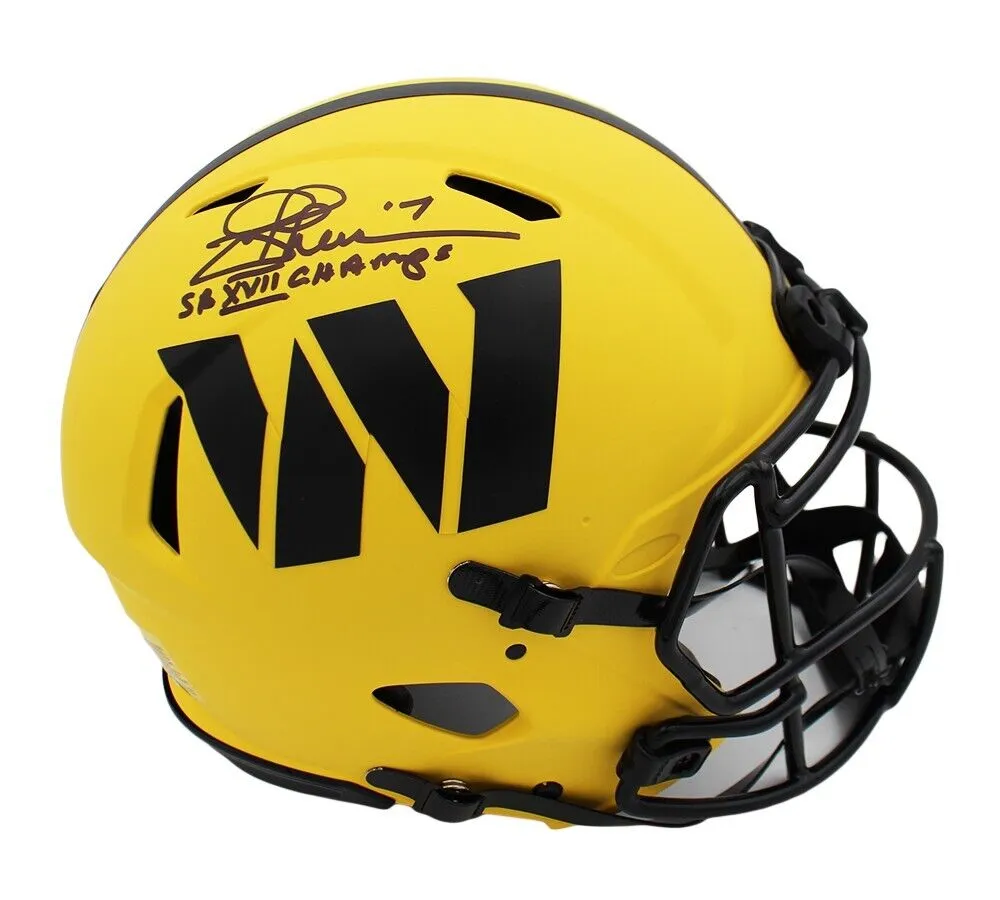 Joe Theismann Signed Washington Commanders Speed Auth Rave Helmet   Inscription