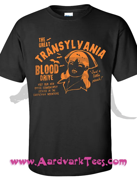 Just A Little Pinch!  Transylvania Blood Drive Kitschy Vempire Nurse Tee