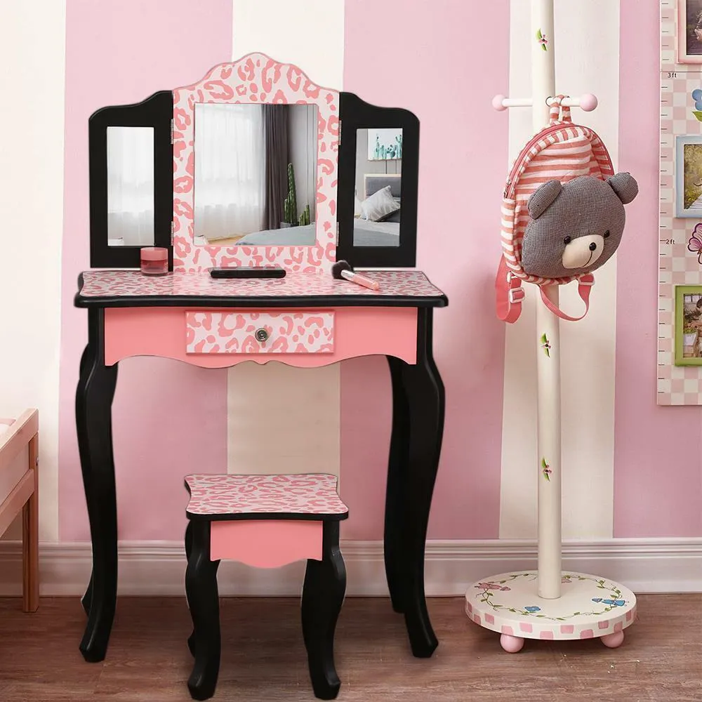 Kids Play Mirror Make Up for Vanity Drawer Table Set