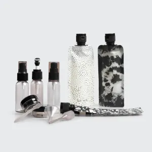 Kitsch Travel Bottles For Toiletries 11 Pack - Black & Ivory