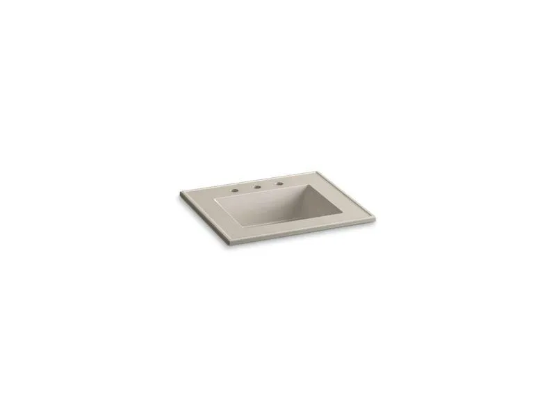 KOHLER K-2777-8-G81 Ceramic/Impressions 25" rectangular vanity-top bathroom sink with 8" widespread faucet holes
