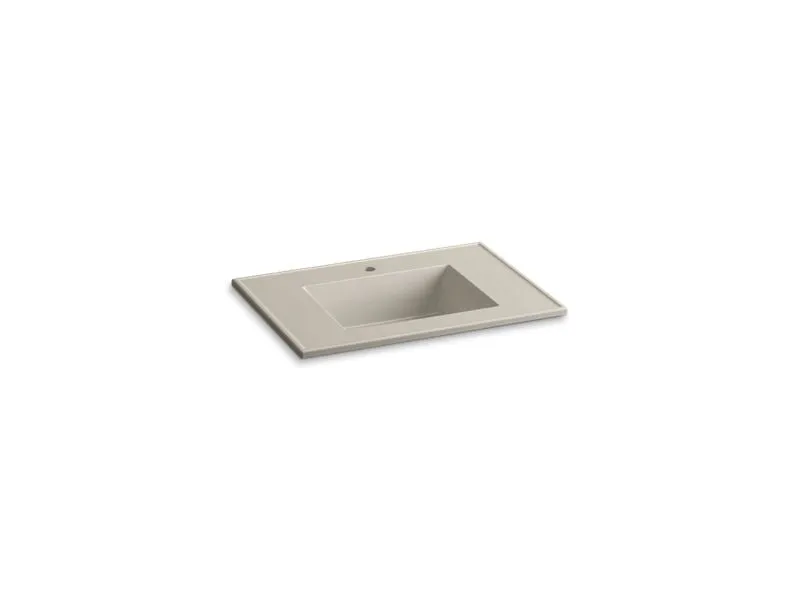 KOHLER K-2779-1 Ceramic/Impressions 31" rectangular vanity-top bathroom sink with single faucet hole