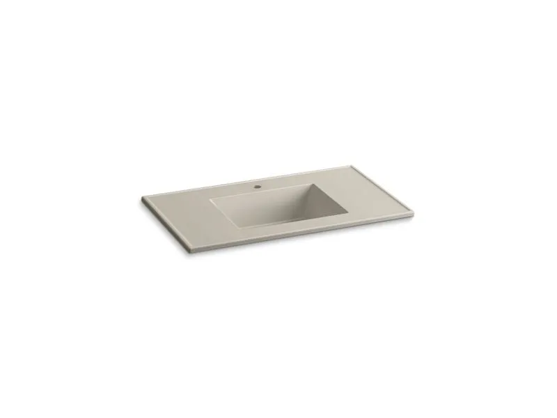 KOHLER K-2781-1 Ceramic/Impressions 37" rectangular vanity-top bathroom sink with single faucet hole