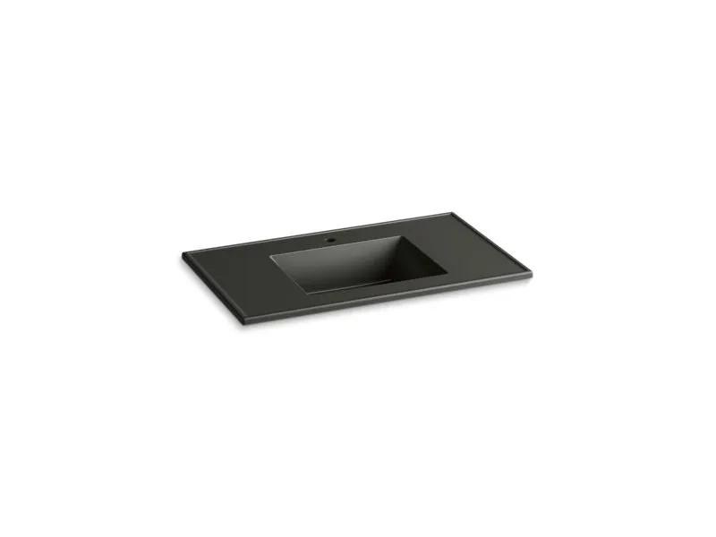 KOHLER K-2781-1 Ceramic/Impressions 37" rectangular vanity-top bathroom sink with single faucet hole
