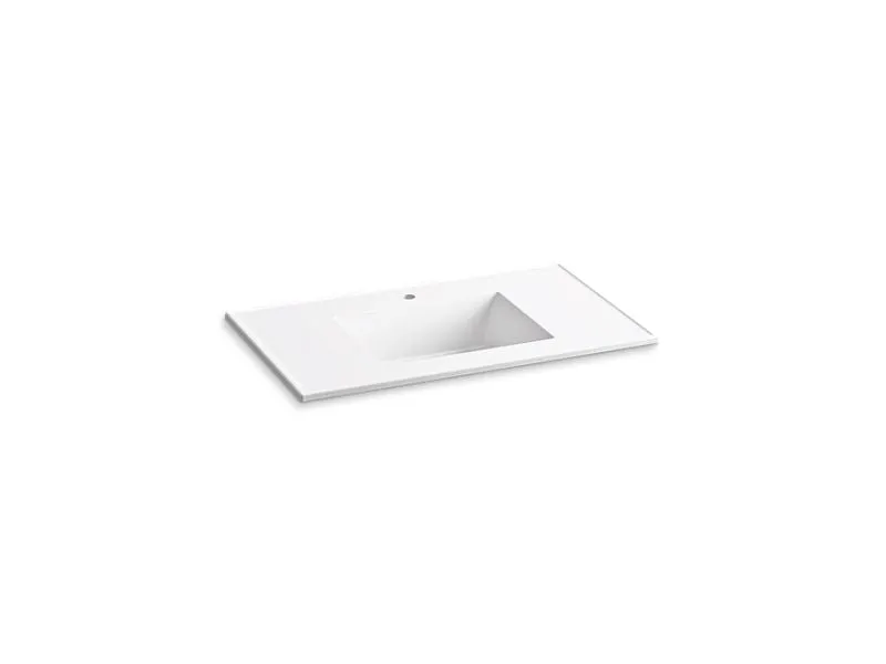 KOHLER K-2781-1 Ceramic/Impressions 37" rectangular vanity-top bathroom sink with single faucet hole