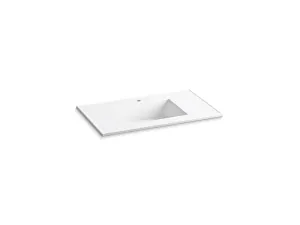 KOHLER K-2781-1 Ceramic/Impressions 37" rectangular vanity-top bathroom sink with single faucet hole
