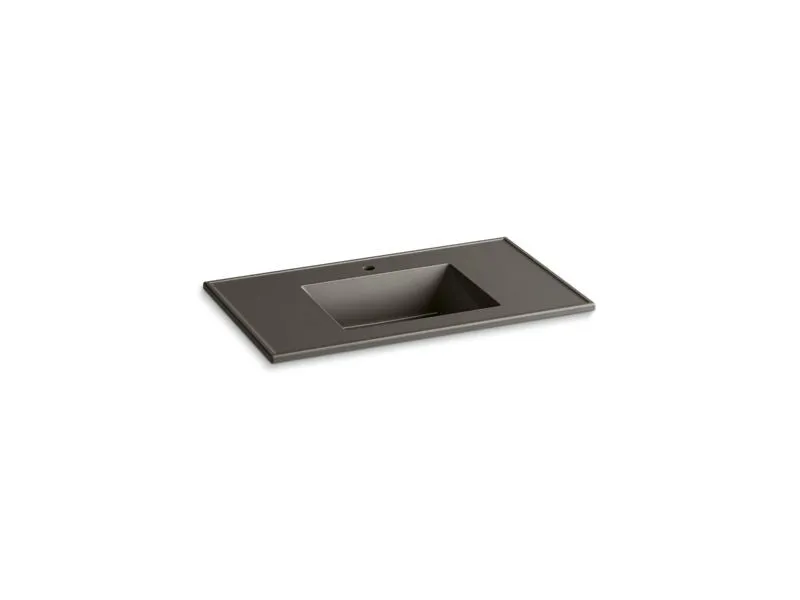 KOHLER K-2781-1 Ceramic/Impressions 37" rectangular vanity-top bathroom sink with single faucet hole