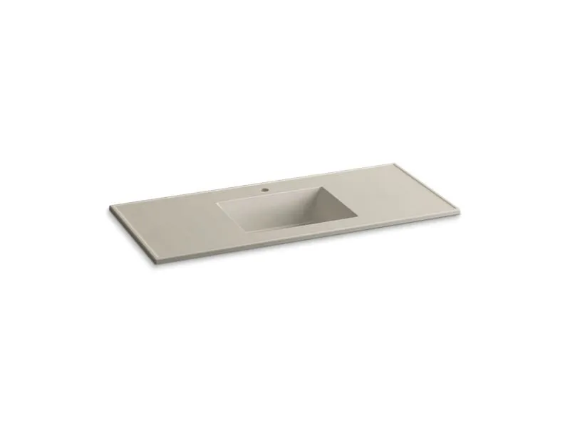 KOHLER K-2783-1 Ceramic/Impressions 49" rectangular vanity-top bathroom sink with single faucet hole