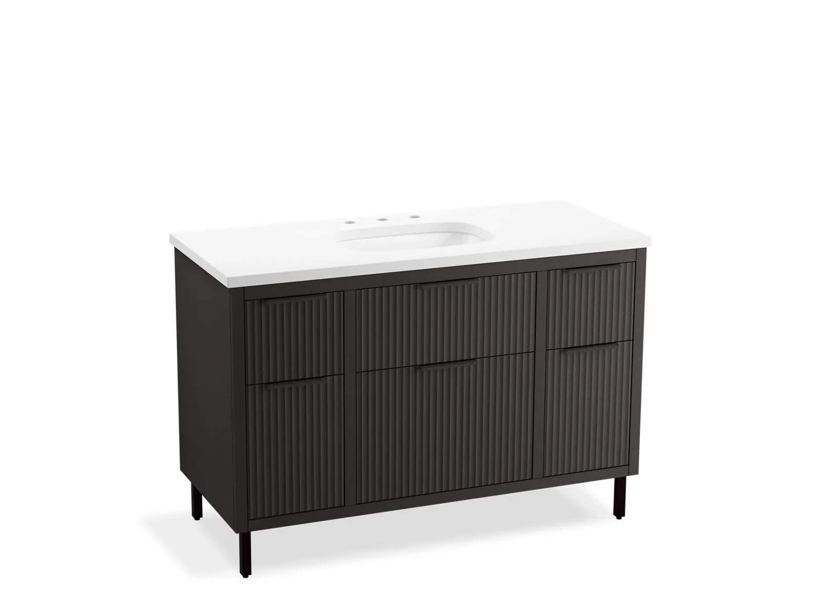KOHLER K-32172-ASB Spacity 48" wall-hung bathroom vanity cabinet with sink and quartz top