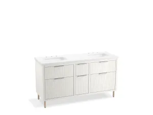KOHLER K-32173-ASB Spacity 60" wall-hung bathroom vanity cabinet with sinks and quartz top