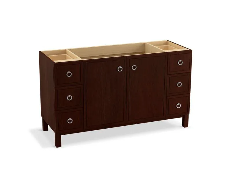 KOHLER K-99510-LG-1WA Jacquard 60" bathroom vanity cabinet with furniture legs, 2 doors and 6 drawers