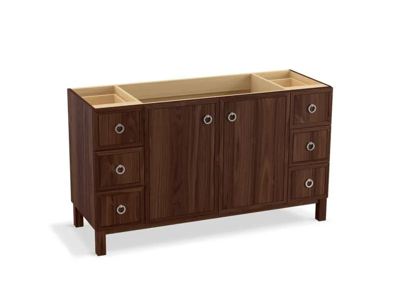 KOHLER K-99510-LG-1WA Jacquard 60" bathroom vanity cabinet with furniture legs, 2 doors and 6 drawers