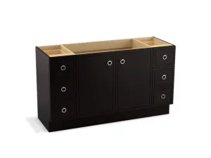 KOHLER K-99510-TKSD-1WA Jacquard 60" bathroom vanity cabinet with toe kick, 2 doors and 6 drawers, split top drawers