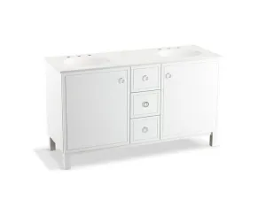 KOHLER K-99511-LGSD-1WA Jacquard 60" bathroom vanity cabinet with furniture legs, 2 doors and 3 drawers, split top drawer