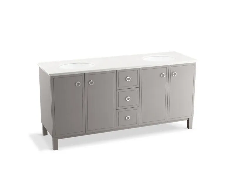 KOHLER K-99512-LG-1WA Jacquard 72" bathroom vanity cabinet with furniture legs, 4 doors and 3 drawers