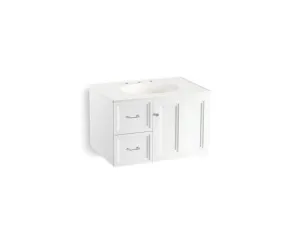 KOHLER K-99517-L-1WA Damask 30" wall-hung bathroom vanity cabinet with 1 door and 2 drawers on left