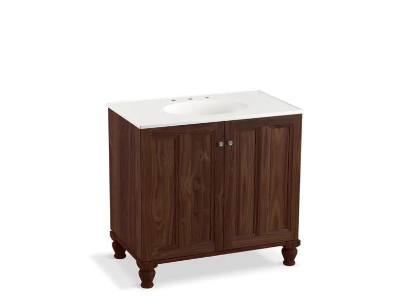 KOHLER K-99518-LG-1WA Damask 36" bathroom vanity cabinet with furniture legs and 2 doors