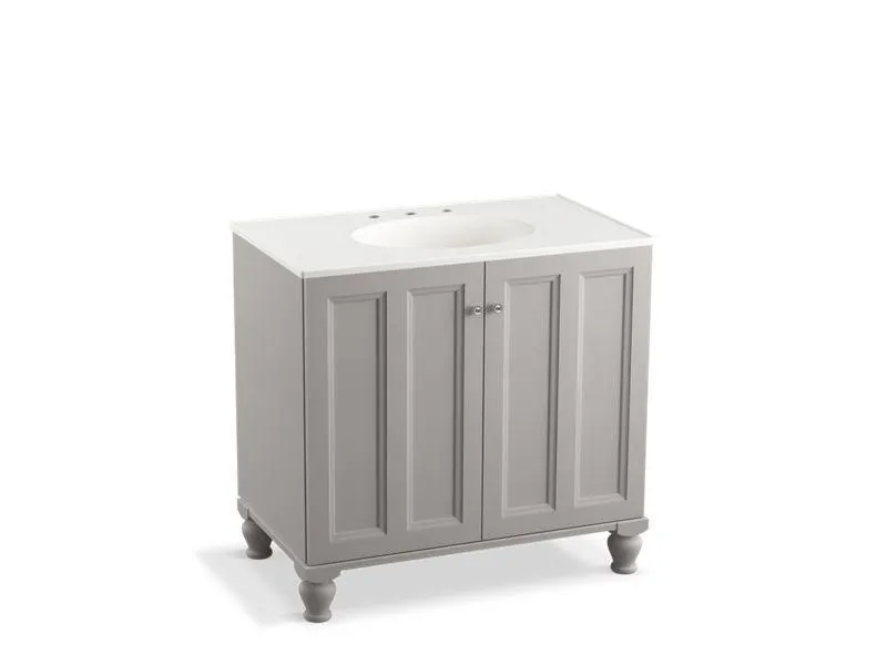 KOHLER K-99518-LG-1WA Damask 36" bathroom vanity cabinet with furniture legs and 2 doors