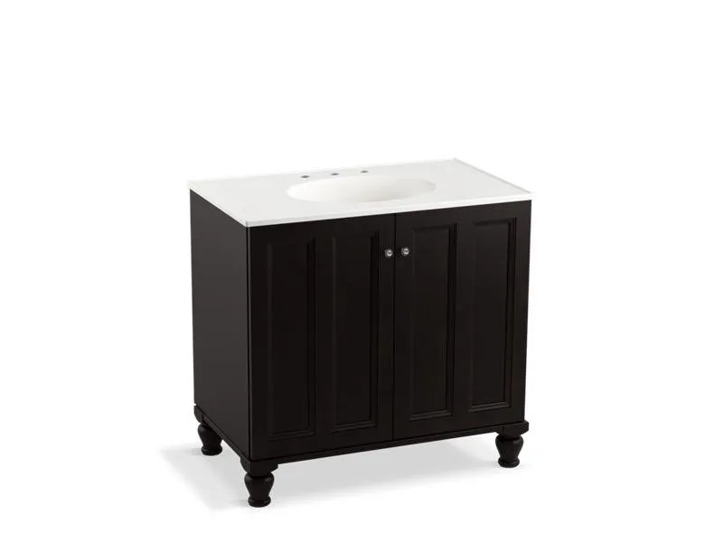 KOHLER K-99518-LG-1WA Damask 36" bathroom vanity cabinet with furniture legs and 2 doors