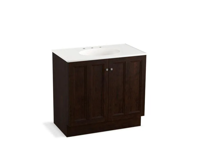 KOHLER K-99518-TK-1WA Damask 36" bathroom vanity cabinet with toe kick and 2 doors