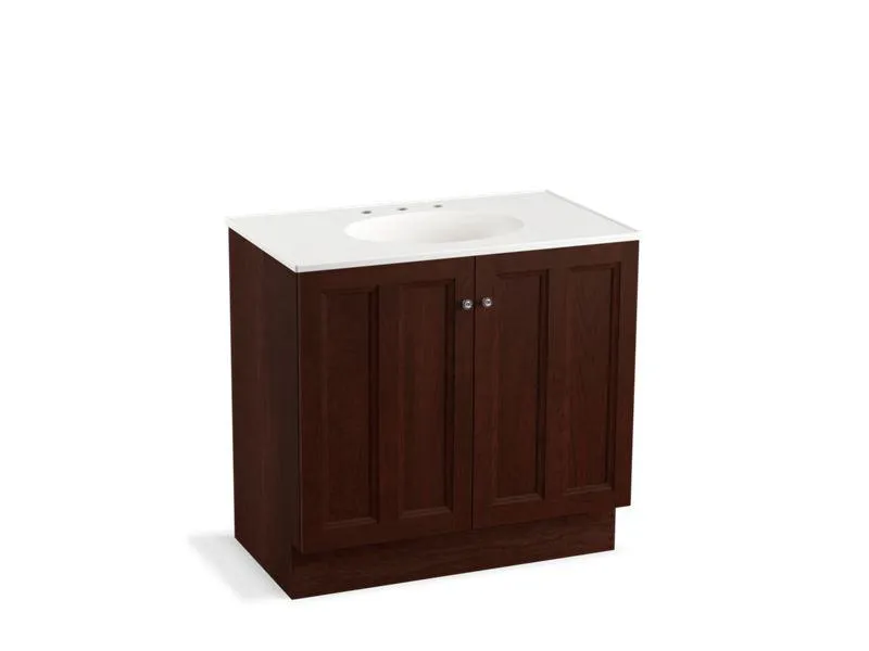 KOHLER K-99518-TK-1WA Damask 36" bathroom vanity cabinet with toe kick and 2 doors