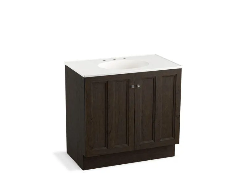 KOHLER K-99518-TK-1WA Damask 36" bathroom vanity cabinet with toe kick and 2 doors