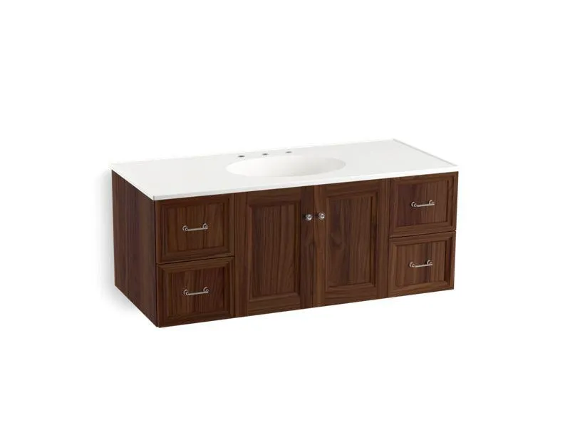 KOHLER K-99522-1WA Damask 48" wall-hung bathroom vanity cabinet with 2 doors and 4 drawers