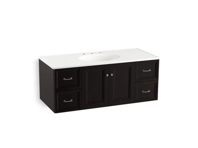 KOHLER K-99522-1WA Damask 48" wall-hung bathroom vanity cabinet with 2 doors and 4 drawers