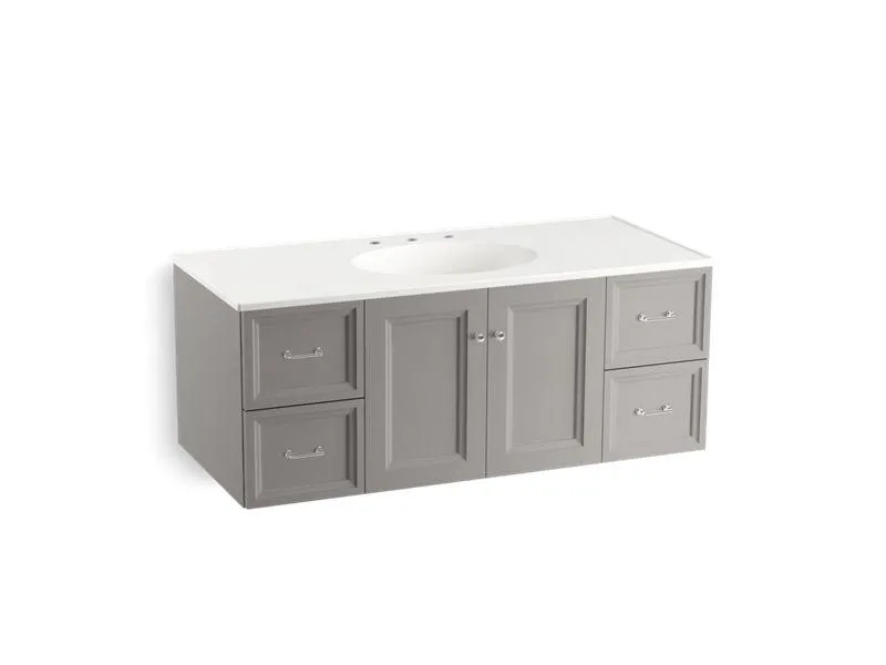 KOHLER K-99522-1WA Damask 48" wall-hung bathroom vanity cabinet with 2 doors and 4 drawers