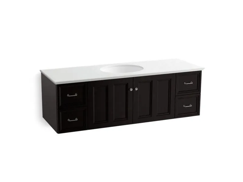 KOHLER K-99523-1WA Damask 60" wall-hung bathroom vanity cabinet with 2 doors and 4 drawers