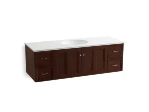 KOHLER K-99523-1WA Damask 60" wall-hung bathroom vanity cabinet with 2 doors and 4 drawers