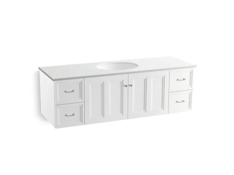 KOHLER K-99523-1WA Damask 60" wall-hung bathroom vanity cabinet with 2 doors and 4 drawers